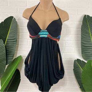Unique black mesh tankini